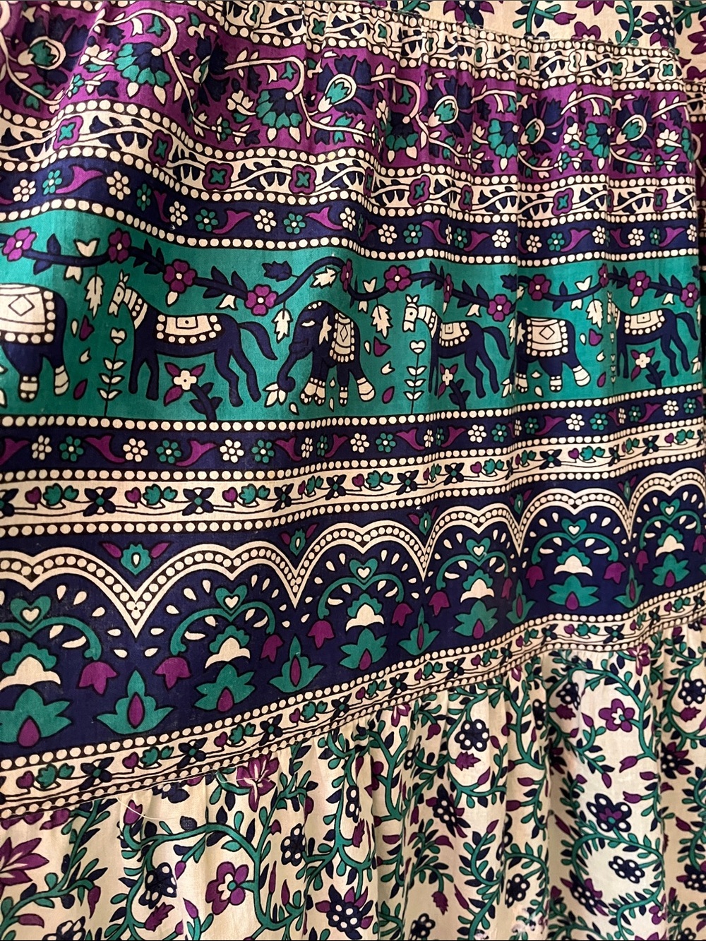 Cotton Tiered Muumuu Dress Long Pockets Womens Large Floral Elephant Print Boho - Picture 6 of 16